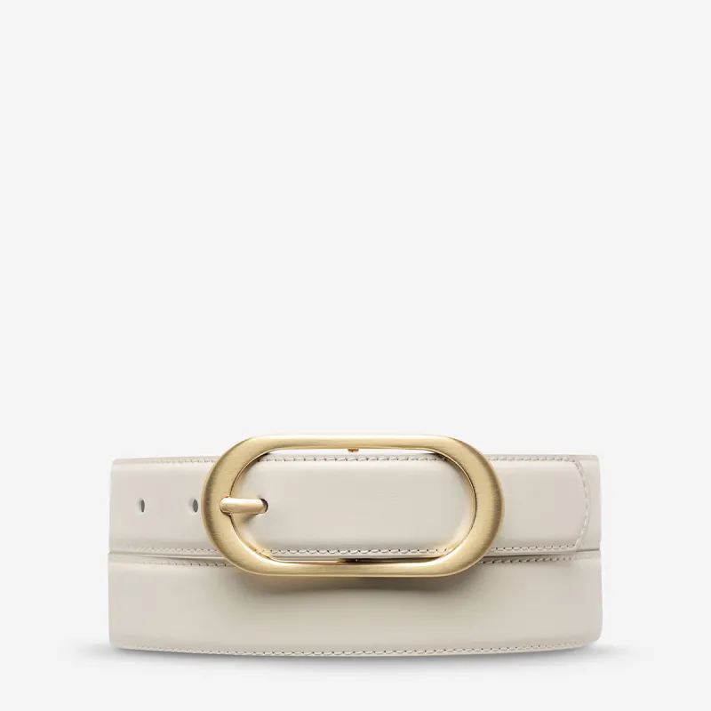 Final Loop Belt - Ivory Nappa/Gold sold by Status Anxiety
