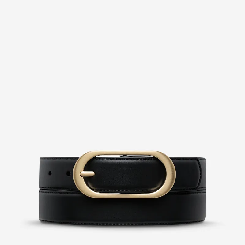Final Loop Belt - Black Nappa/Gold sold by Status Anxiety