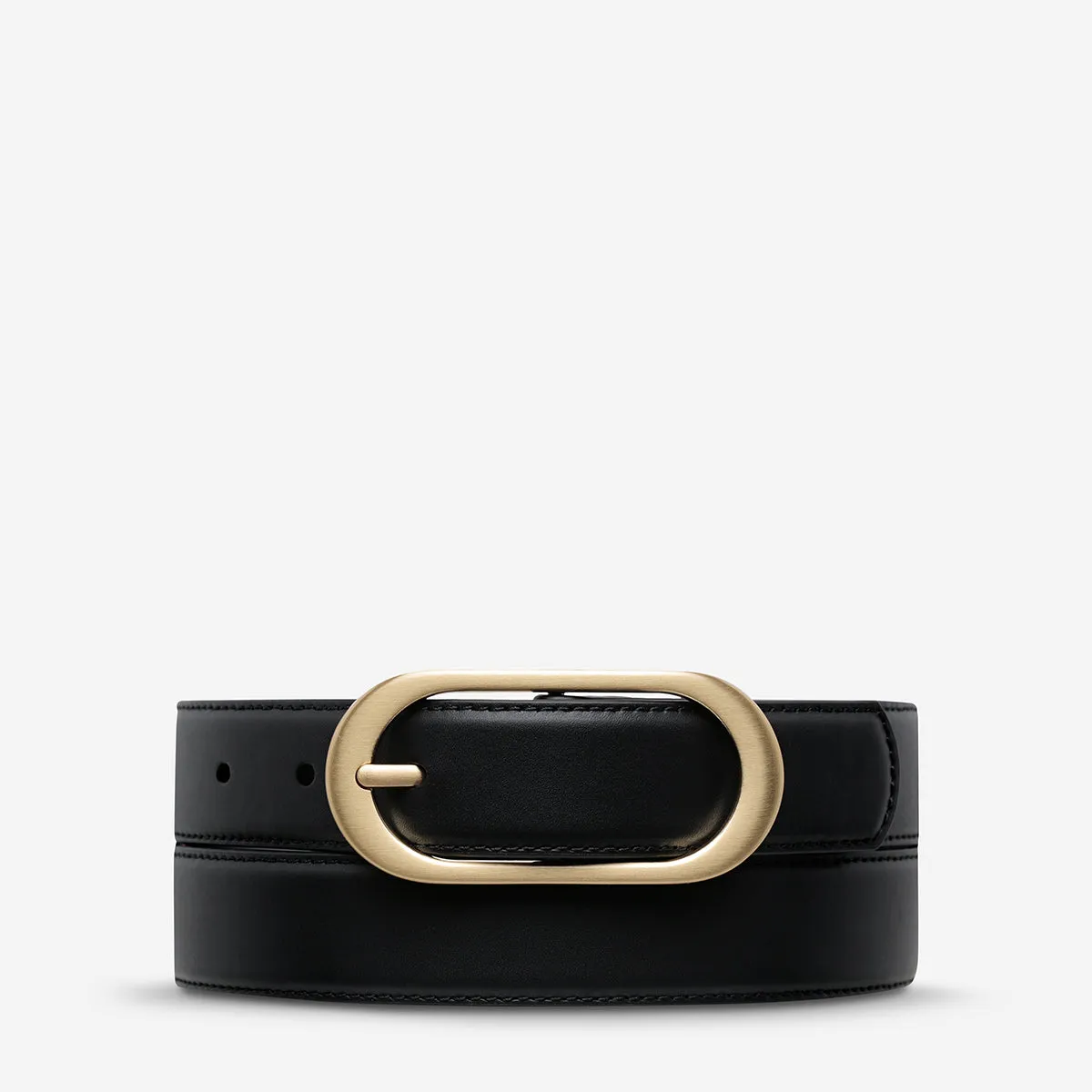 Final Loop Belt - Black Nappa/Gold sold by Status Anxiety