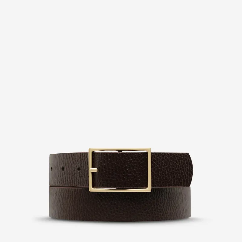 Getting Real Belt - Choc/Gold made by Status Anxiety