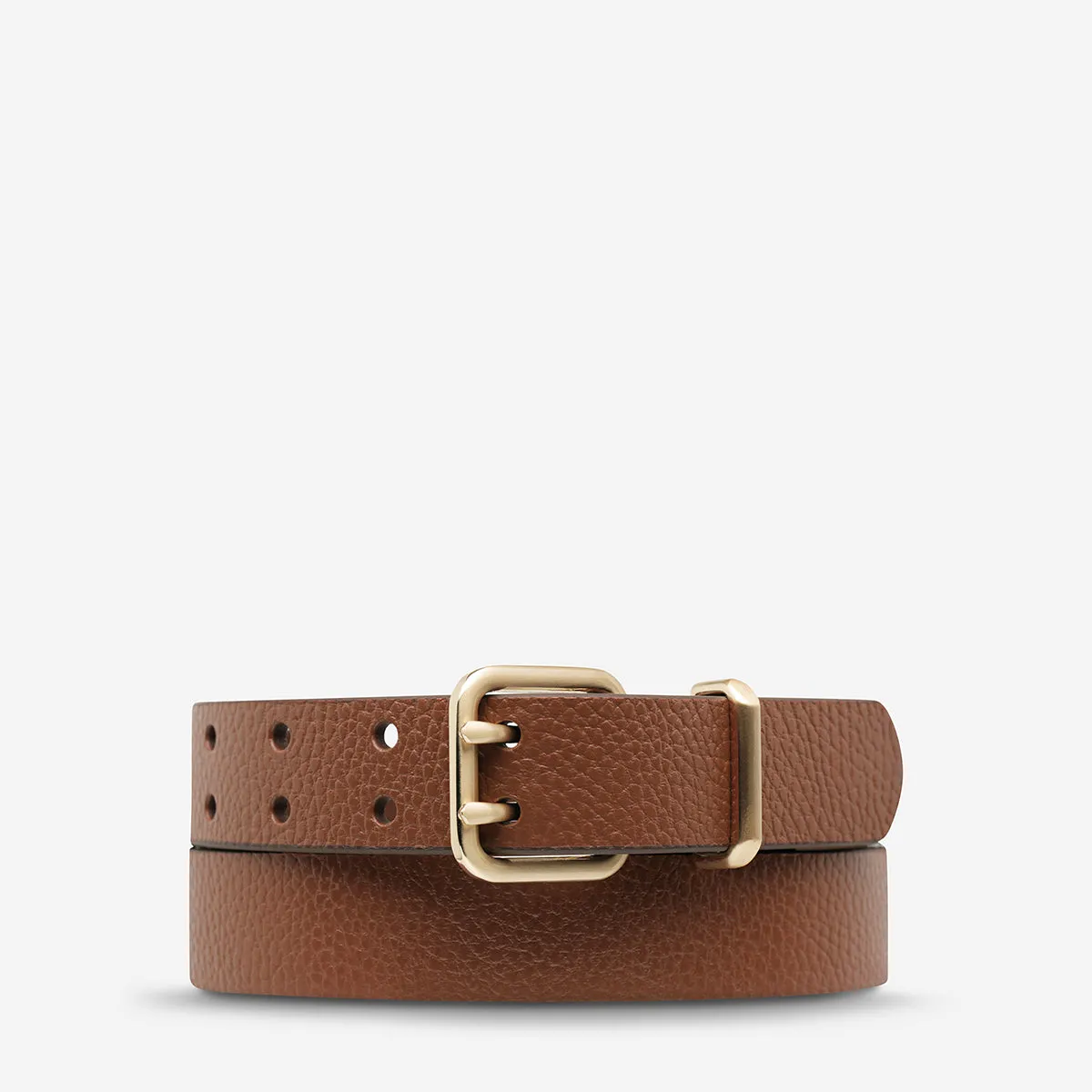 Barely Moving Belt - Tan/Gold sold by Status Anxiety