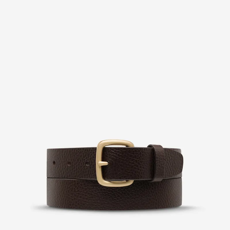 Ease Up Belt - Choc/Gold sold by Status Anxiety