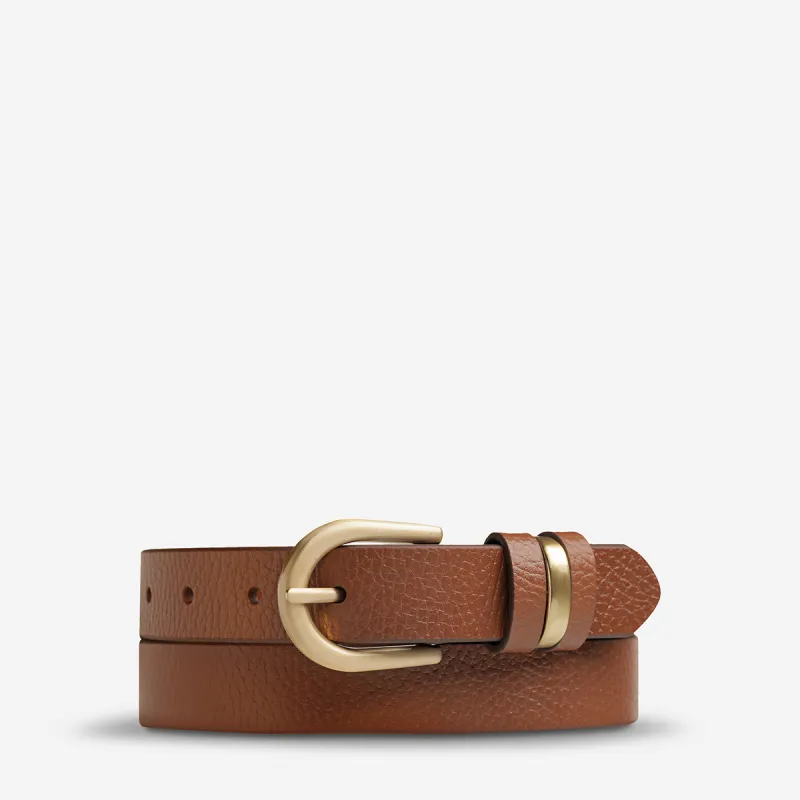 Over And Over Belt - Tan/Gold made by Status Anxiety