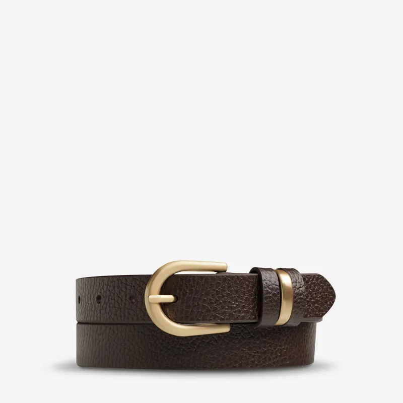 Over And Over Belt - Choc/Gold made by Status Anxiety
