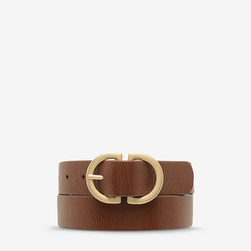 In Reverse Belt - Tan/Gold made by Status Anxiety