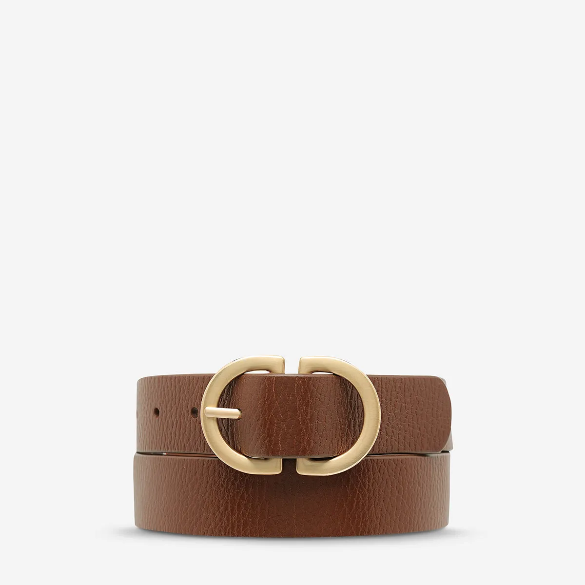 In Reverse Belt - Tan/Gold sold by Status Anxiety