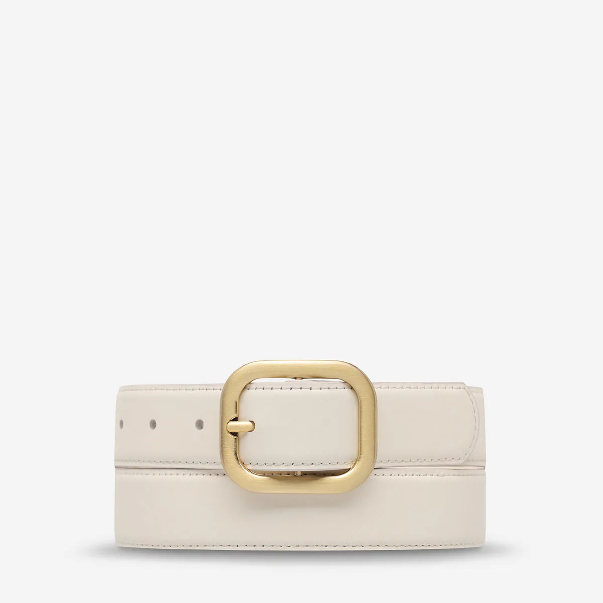 Falling Quiet Belt - Ivory Nappa/Gold sold by Status Anxiety