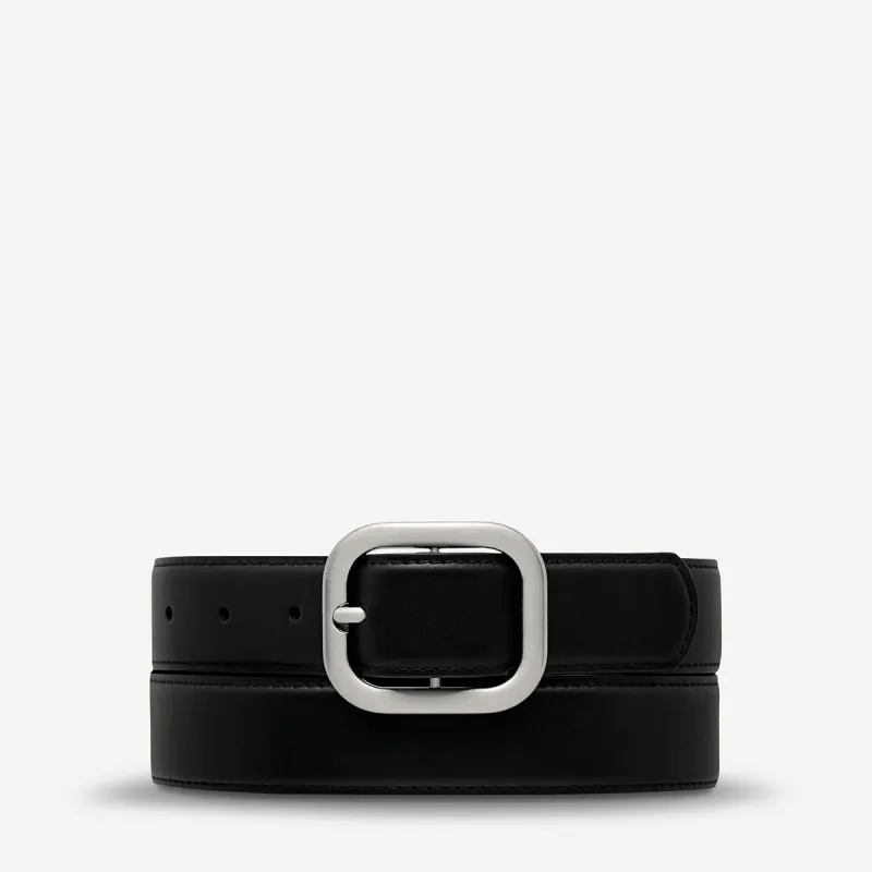 Falling Quiet Belt - Black Nappa/Silver made by Status Anxiety
