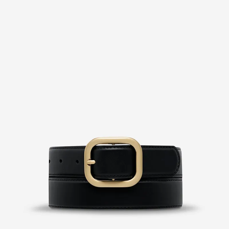 Falling Quiet Belt - Black Nappa/Gold made by Status Anxiety