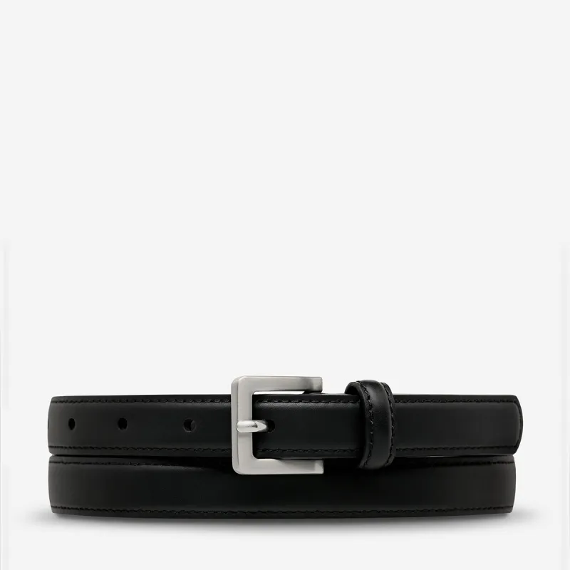 In Your Eyes Belt - Black Nappa/Silver made by Status Anxiety
