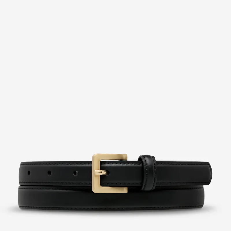 In Your Eyes Belt - Black Nappa/Gold made by Status Anxiety