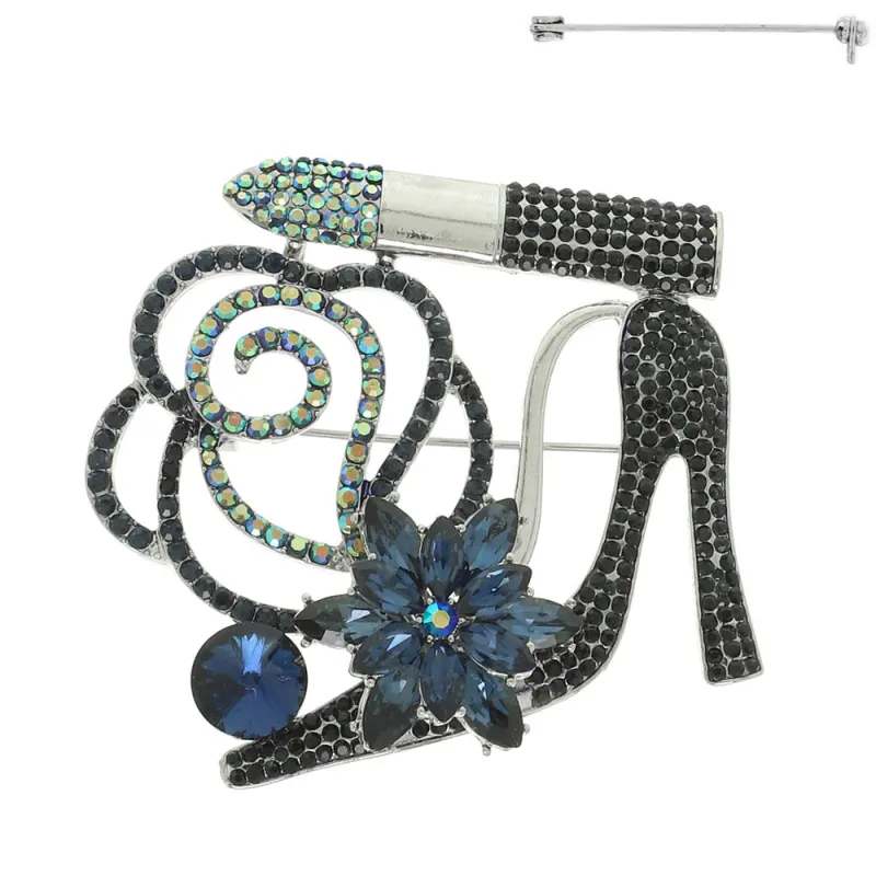 SILVER NAVY BLUE SHOE BROOCH ( 5850 RNV ) sold by Oh My Jewelry