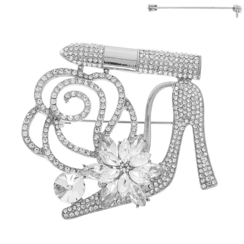 SILVER CLEAR SHOE BROOCH ( 5850 RCL ) sold by Oh My Jewelry
