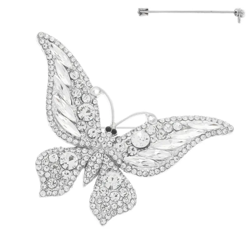 SILVER CLEAR BUTTERFLY BROOCH ( 119 RCL ) sold by Oh My Jewelry