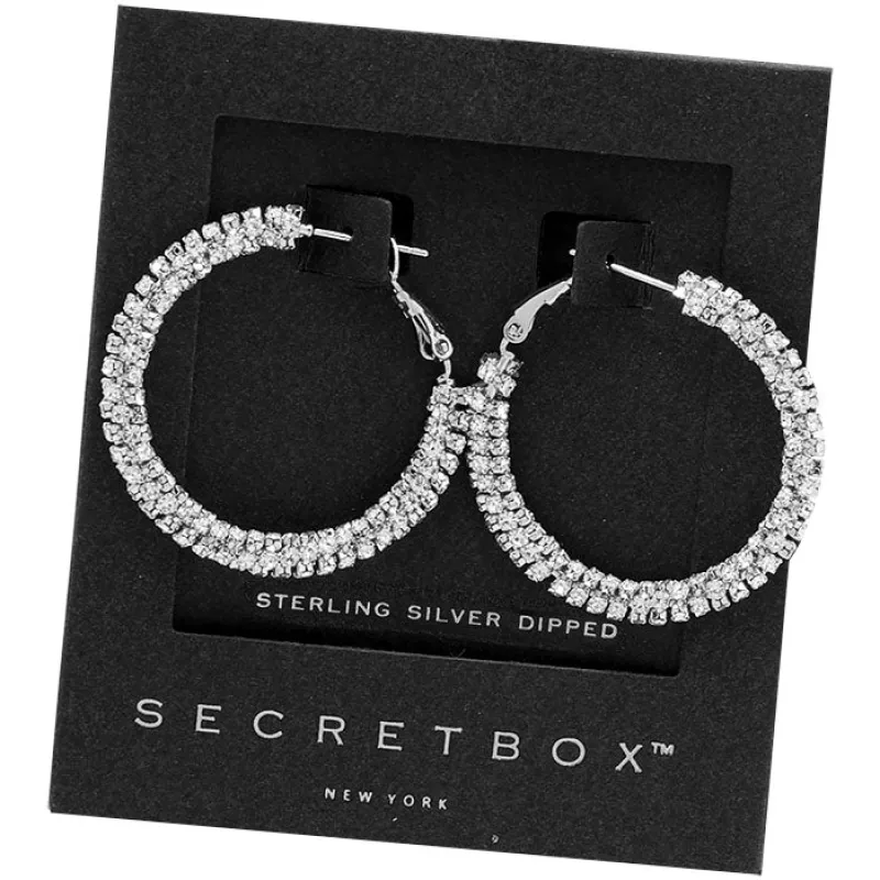 STERLING SILVER HOOP EARRINGS CLEAR STONES ( 50231 WG ) sold by Oh My Jewelry