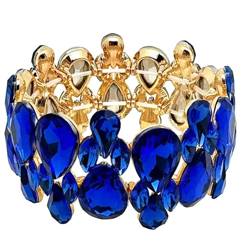 GOLD STRETCH BRACELET BLUE STONES ( 2050 GDSAP ) sold by Oh My Jewelry