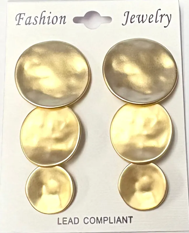 DANGLING GOLD DISC CLIP ON EARRINGS ( 23555 LFG ) sold by Oh My Jewelry