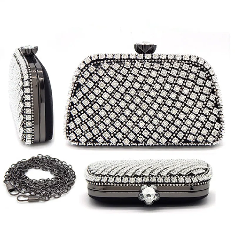 BLACK PURSE CLEAR STONES ( 6203 BK ) sold by Oh My Jewelry