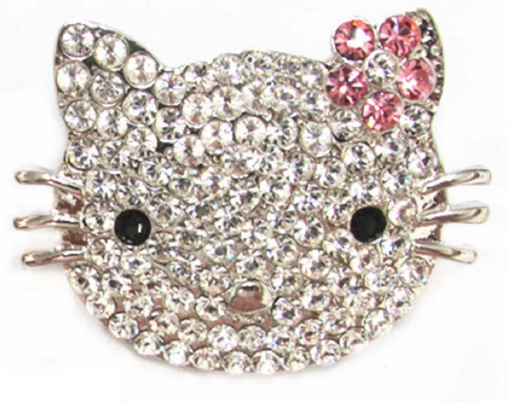SILVER CAT HEAD BROOCH CLEAR STONES ( 8255 LFS ) sold by Oh My Jewelry