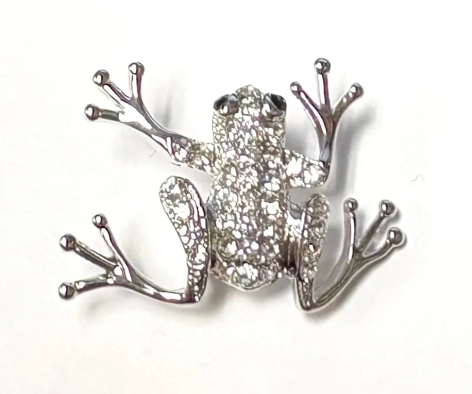 SILVER FROG BROOCH CLEAR STONES ( 7435 LFS ) sold by Oh My Jewelry