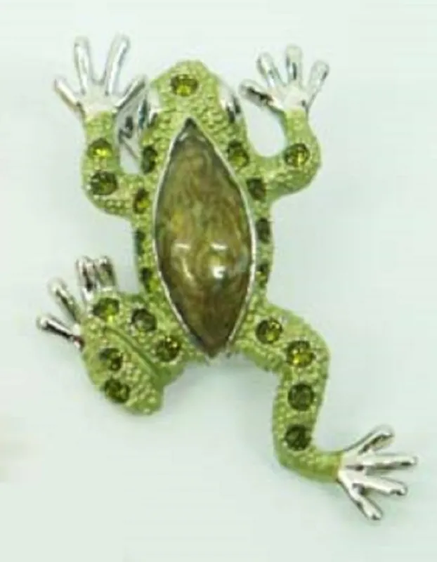 SILVER GREEN FROG BROOCH ( 10737 S ) made by Oh My Jewelry