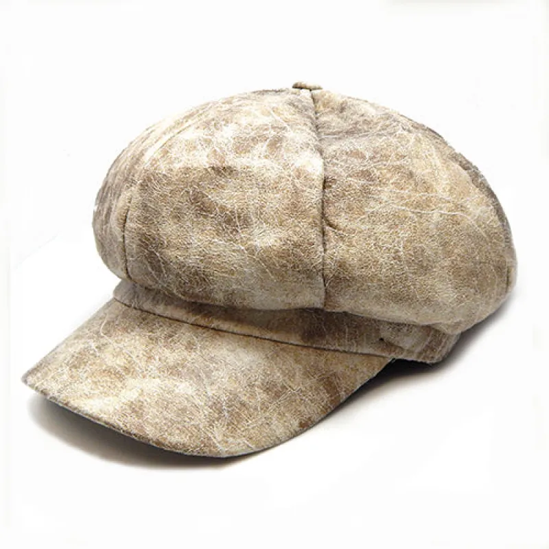 BEIGE LEATHER GATSBY HAT ( 3320 VBEG ) made by Oh My Jewelry