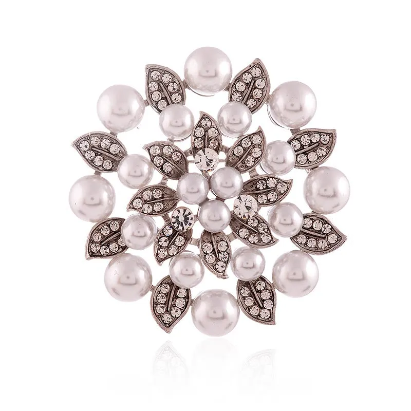 SILVER WHITE PEARL BROOCH ( 1613 swp ) sold by Oh My Jewelry