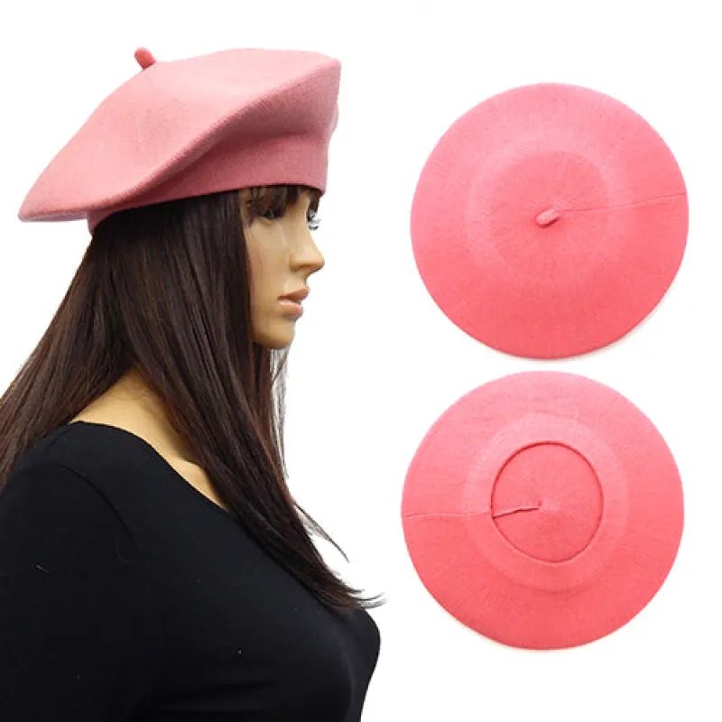 PINK WOOL FELT BERET ( 3448 PNK ) sold by Oh My Jewelry