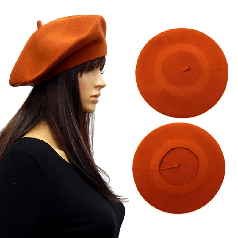 RUST WOOL FELT BERET ( 3448 RUST ) sold by Oh My Jewelry