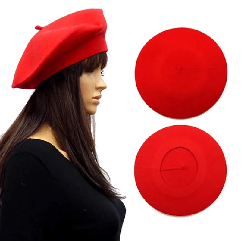 RED WOOL FELT BERET ( 3448 RED ) sold by Oh My Jewelry