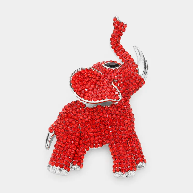 SILVER RED STONE ELEPHANT BROOCH ( 1479 SRD ) sold by Oh My Jewelry