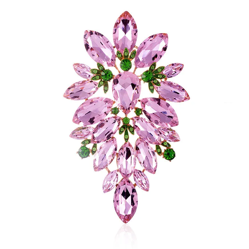 LARGE GOLD BROOCH PINK GREEN STONES ( 1493 PNG ) made by Oh My Jewelry