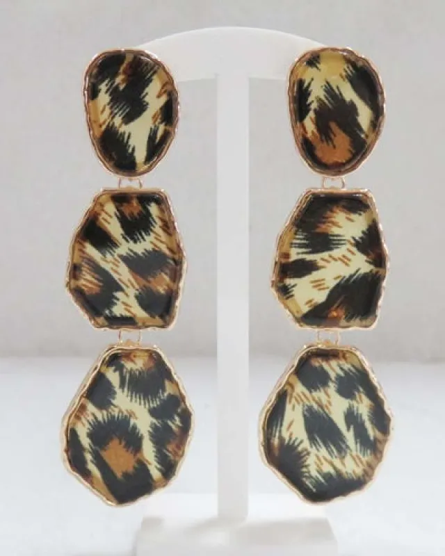 LEOPARD PRINT DANGLING EARRINGS ( 3409 LEOP ) sold by Oh My Jewelry