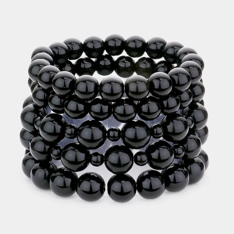 5 LAYER BLACK PEARL STRETCH BRACELET sold by Oh My Jewelry