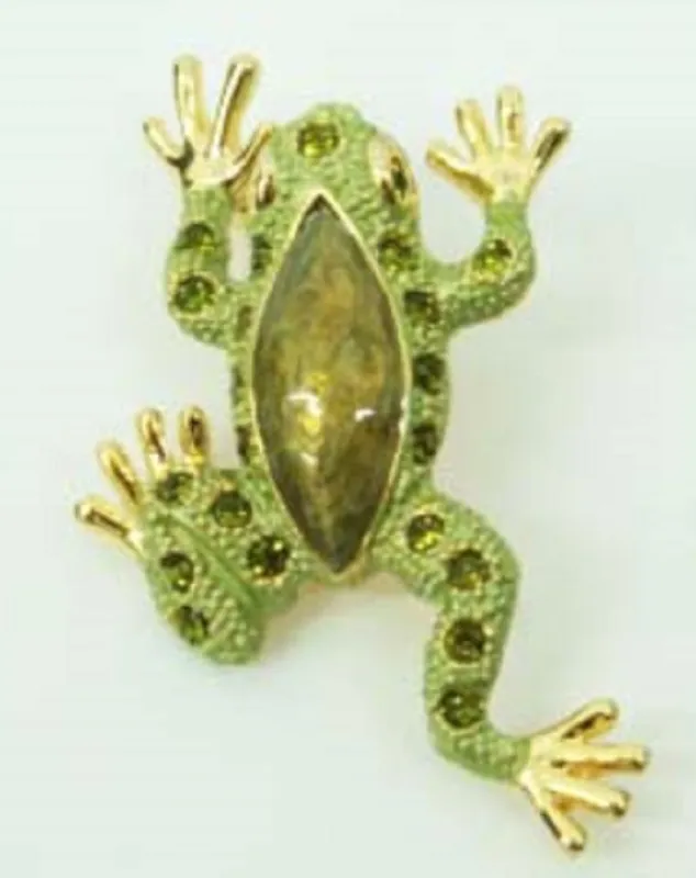 GOLD GREEN FROG BROOCH ( 10737 G ) sold by Oh My Jewelry