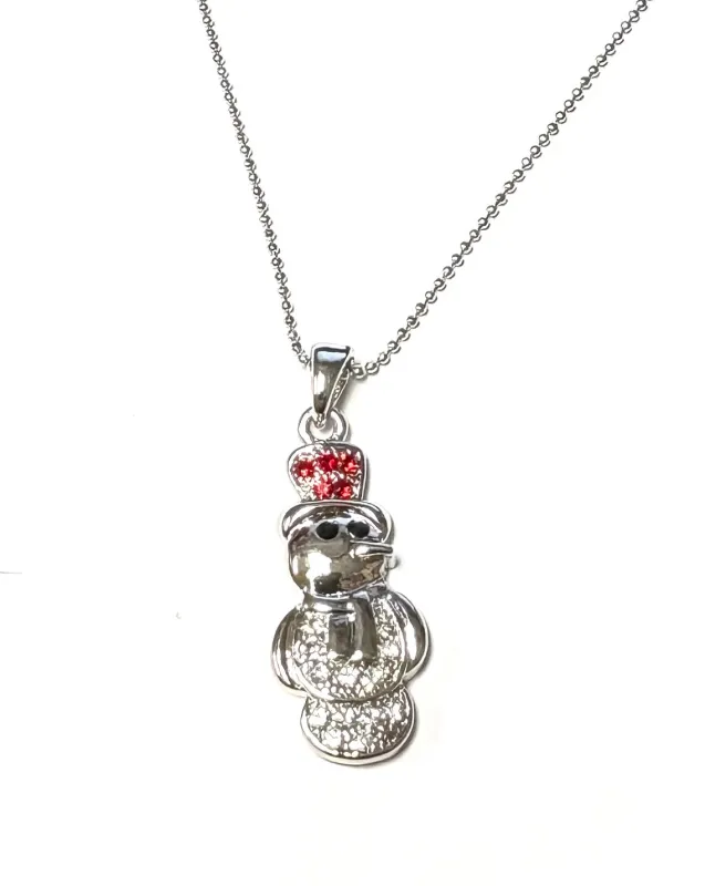 SILVER SNOWMAN CHARM NECKLACE ( 3711 ) sold by Oh My Jewelry