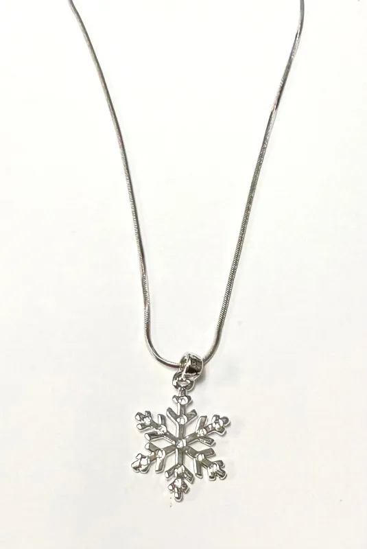 SILVER SNOWFLAKE CHARM NECKLACE ( 8716 ) sold by Oh My Jewelry