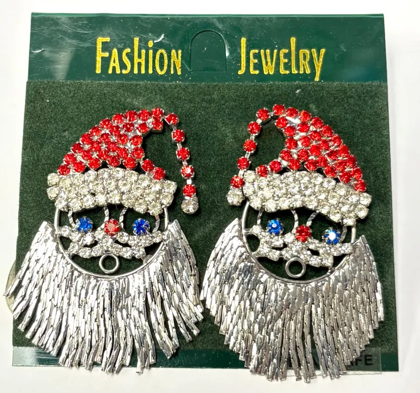 SILVER SANTA HEAD EARRINGS ( 1521 ) sold by Oh My Jewelry