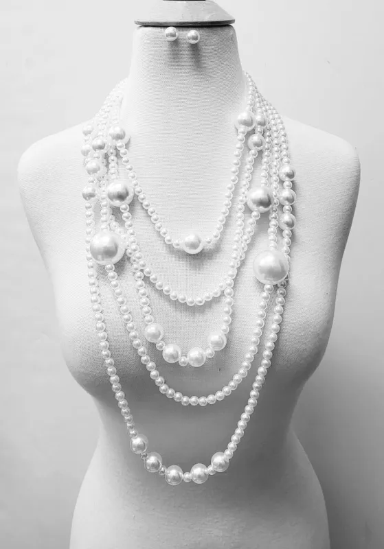 LARGE SILVER WHITE PEARL NECKLACE ( 11176 RWH ) sold by Oh My Jewelry