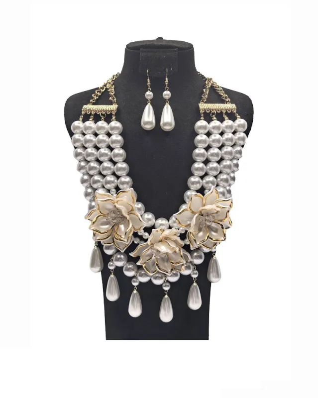 GOLD WHITE PEARL NECKLACE ( 0200 2WHGL ) sold by Oh My Jewelry