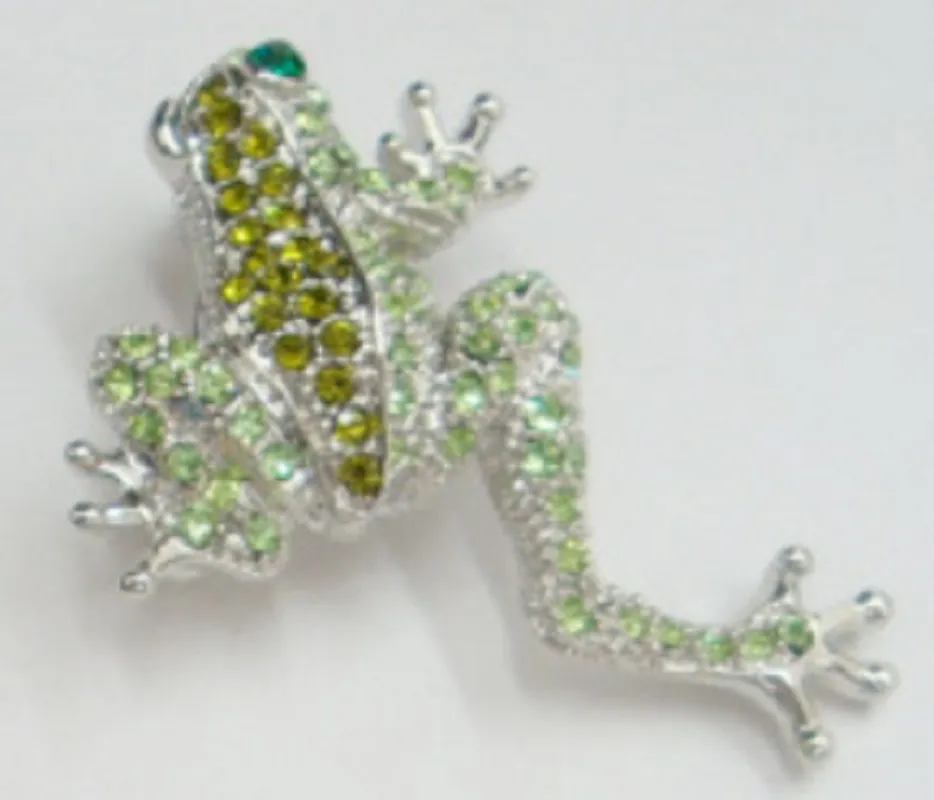 SILVER FROG BROOCH GREEN STONES ( 11446 ) sold by Oh My Jewelry