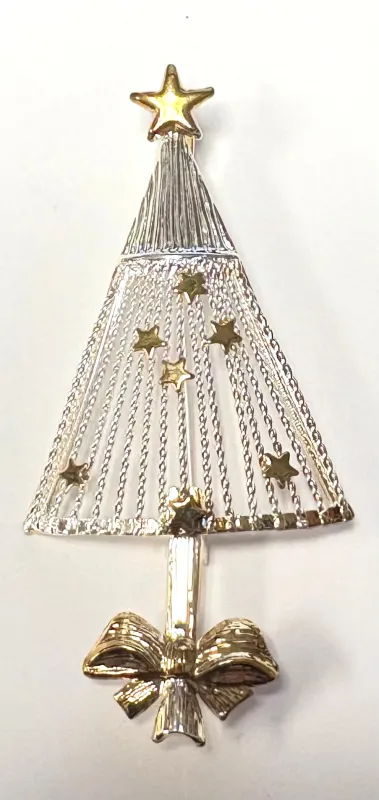 SILVER CHRISTMAS TREE BROOCH ( 360 ) made by Oh My Jewelry
