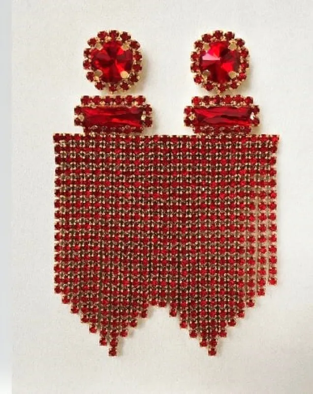 GOLD RED DANGLING EARRINGS ( 2726 GDRD ) sold by Oh My Jewelry