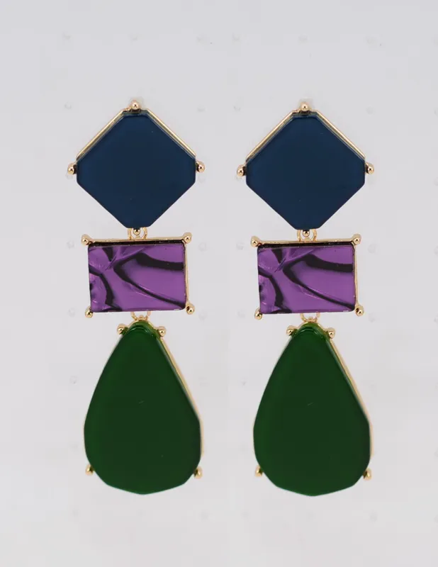 DANGLING RESIN EARRINGS ( 6461 GLNVY ) sold by Oh My Jewelry