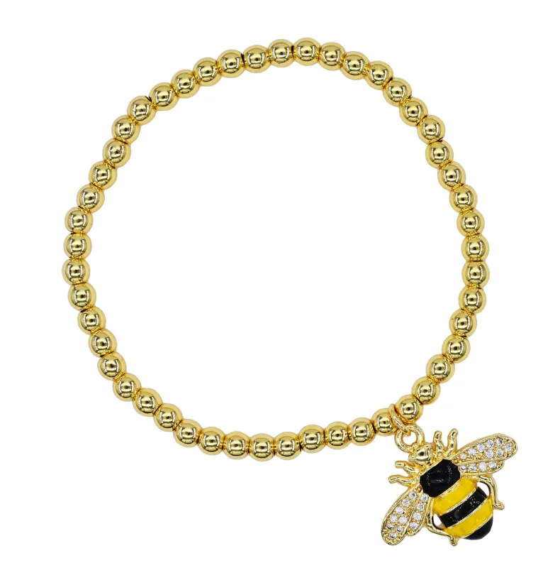 GOLD BUMBLE BEE STRETCH BRACELET ( 2696 G ) sold by Oh My Jewelry