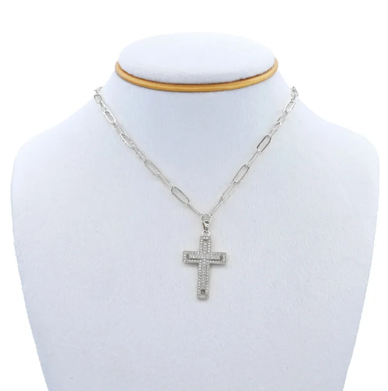 SILVER CROSS STAINLESS STEEL NECKLACE ( 3440 SCL ) sold by Oh My Jewelry