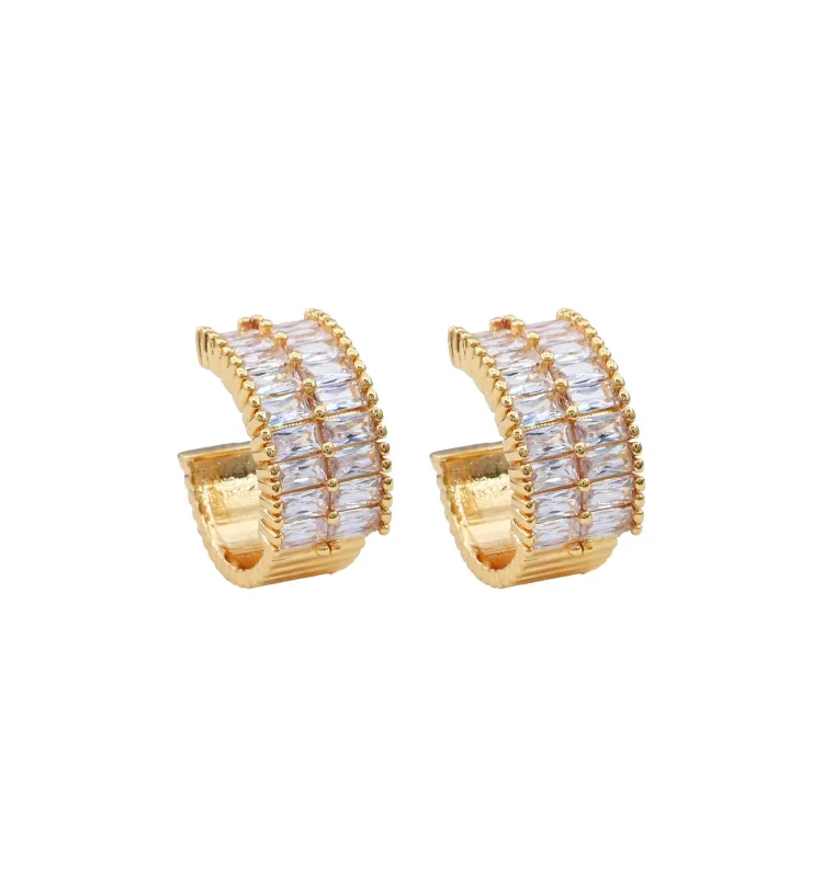 GOLD DIPPED BRASS CZ STONE EARRINGS ( 5412 G ) sold by Oh My Jewelry