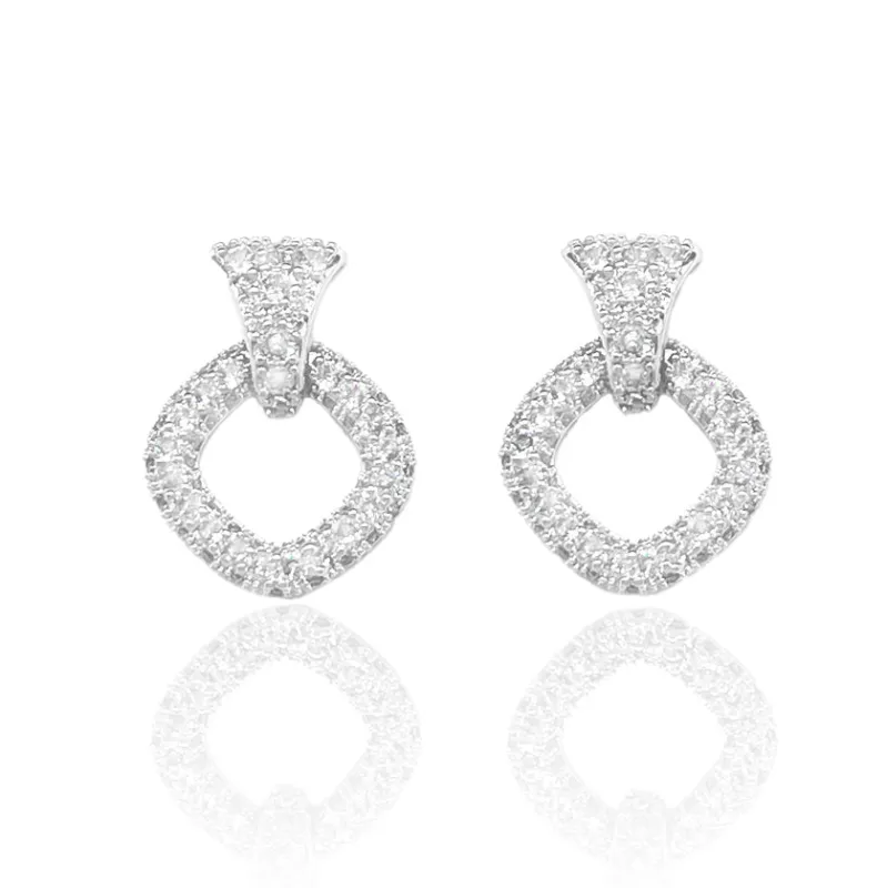SILVER DIAMOND SHAPE EARRINGS ( 5259 RH ) sold by Oh My Jewelry