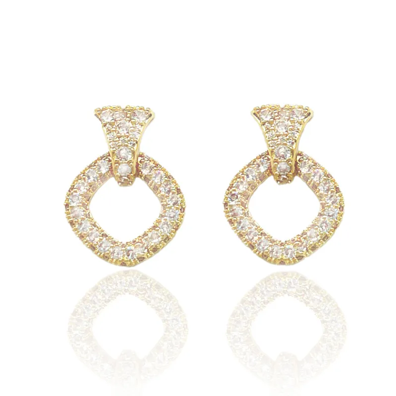GOLD DIAMOND SHAPE EARRINGS ( 5259 G ) sold by Oh My Jewelry