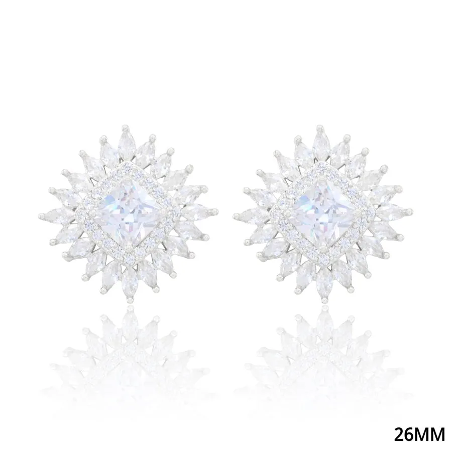SQUARE CZ HALO STUD EARRINGS ( 5197 RH ) sold by Oh My Jewelry